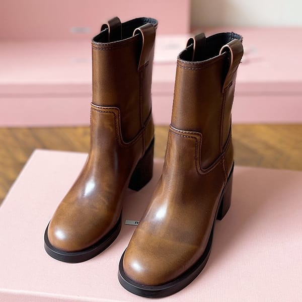 Immediate delivery Miu Miu replica smoked leather ankle boots 5U966D_3KY8_ F0038F075