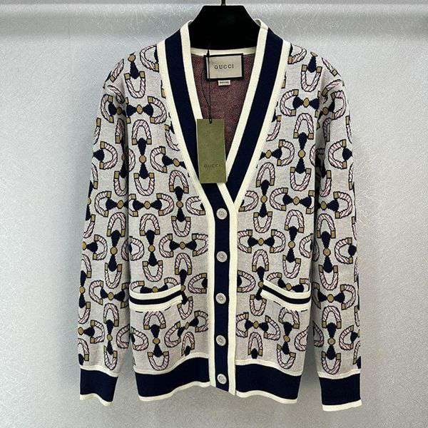 Stylish? Gucci Horsebit Jacquard Cardigan, Grade N, gud08226
