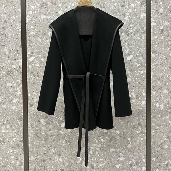 Recommended Bottega Veneta Replica Leather Belt Wool Cashmere Hooded Coat 728980V25I01000