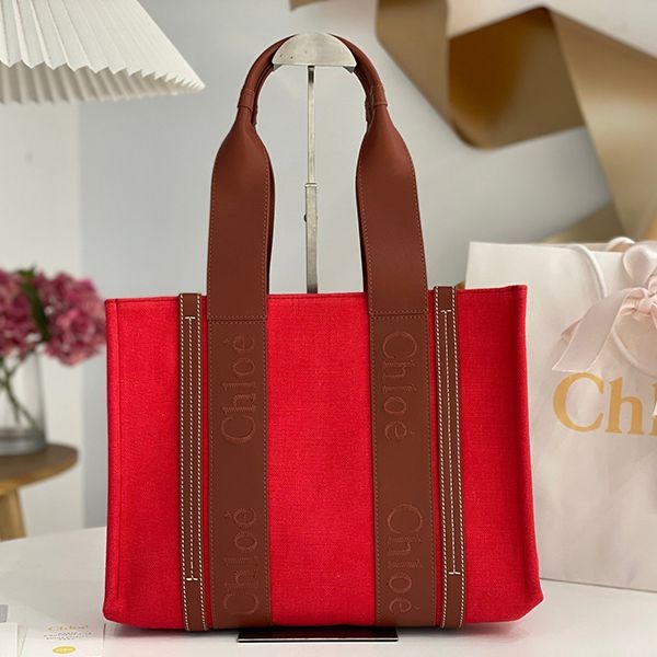 Secured Chloe Woody Replica Medium Canvas Tote Bag chh73689