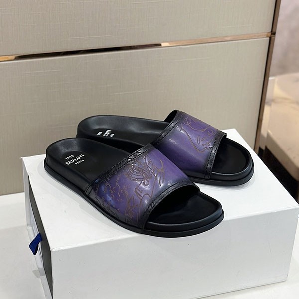 Berluti Egio Sandal Replica Stamp Leather Sandal bej44198