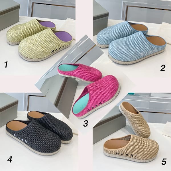 No.1 Popular Marni Sandals Shoes Logo Raffia Backless Men's 5 Colors mac08787