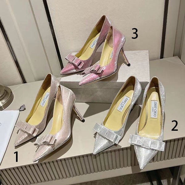 ☆Jimmy Choo Replica☆Leather Bow Glitter Pumps 3 Colors jit77853