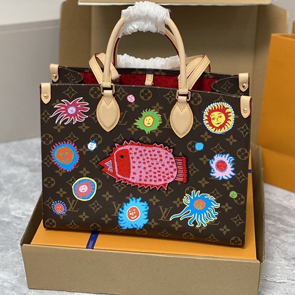 Immediate delivery Louis Vuitton Yayoi Kusama collaboration On the Go replica MM Monogram Tote Bag M46429