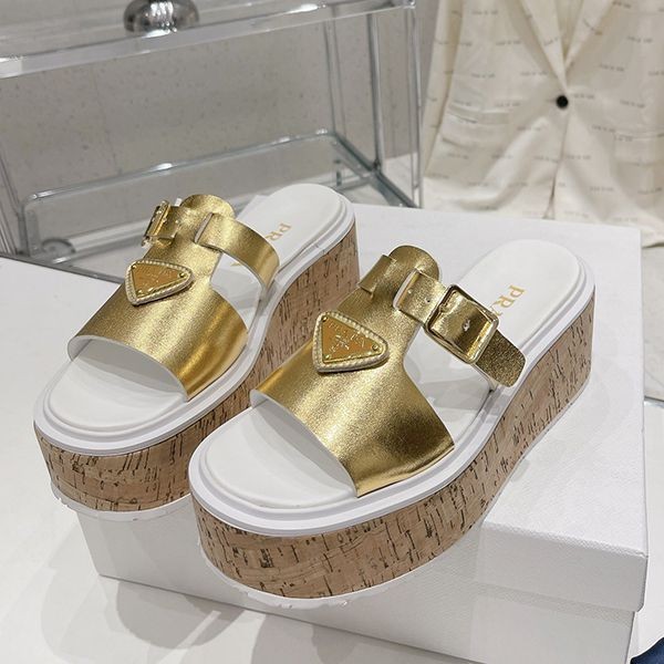 Free shipping Prada rubber wedge platform sandals fake put43177