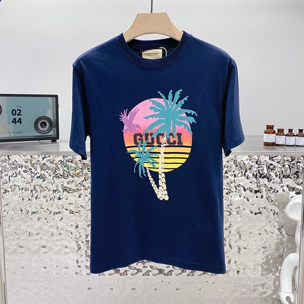 Very popular!! New color Gucci palm print cotton T-shirt copy gug36186