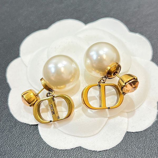 New Dior Earrings Replica TRIBALES "CD" Signature Resin Pearl E2026WOMCY_D04L E2026WOMCY_D04L