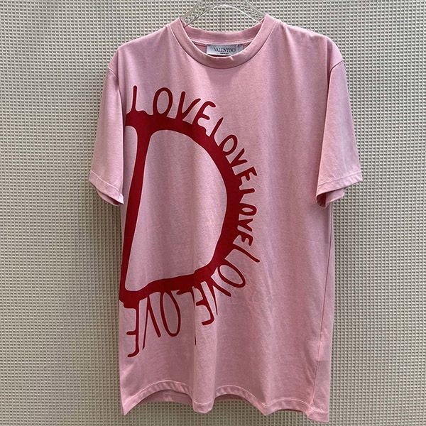 Valentino Replica LOVE V Logo Cotton Short Sleeve T-Shirt Vun68592