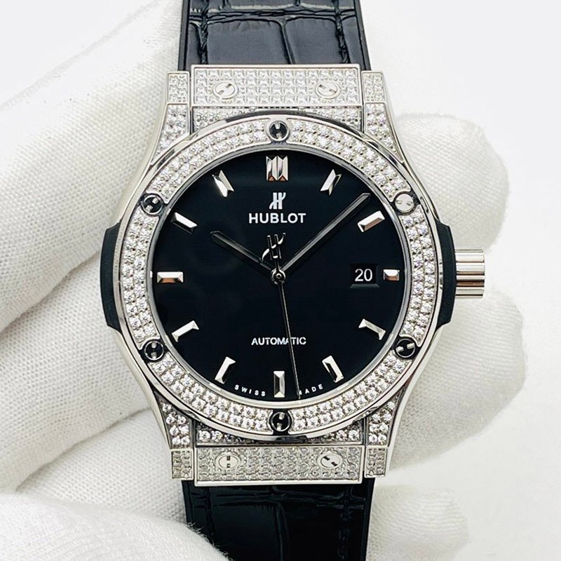 No customs duties Hublot watch replica Classic Fusion titanium diamond hup45452